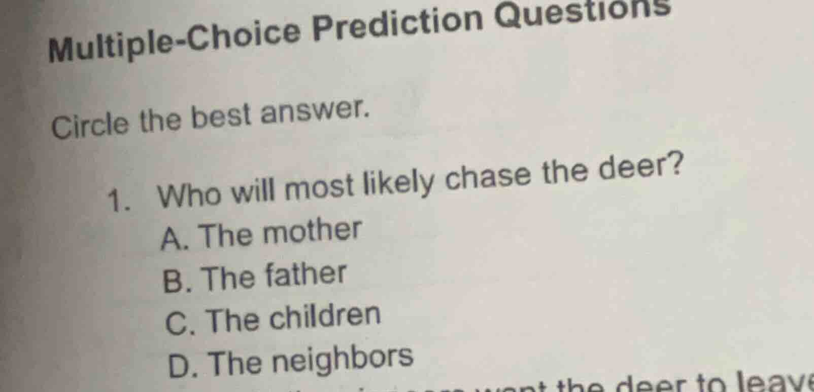multiple - choice prediction questions circle the best answer. 1. who w…