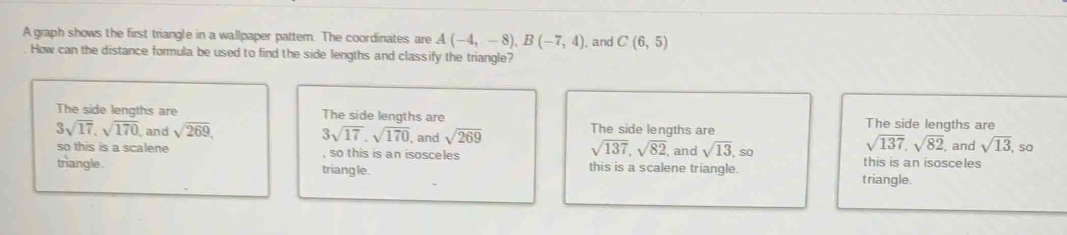 a graph shows the first triangle in a wallpaper pattern. the coordinate…