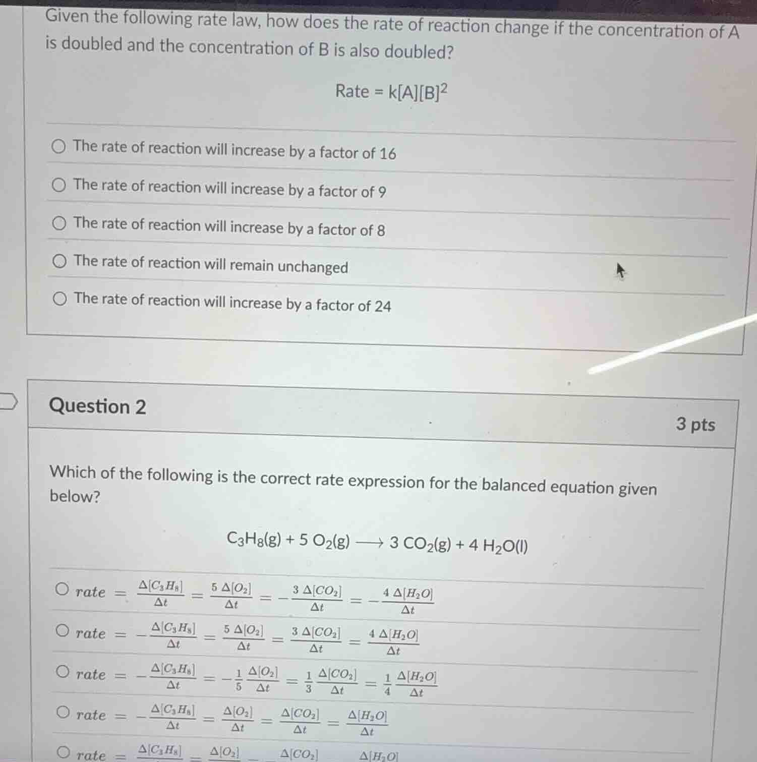given the following rate law, how does the rate of reaction change if t…