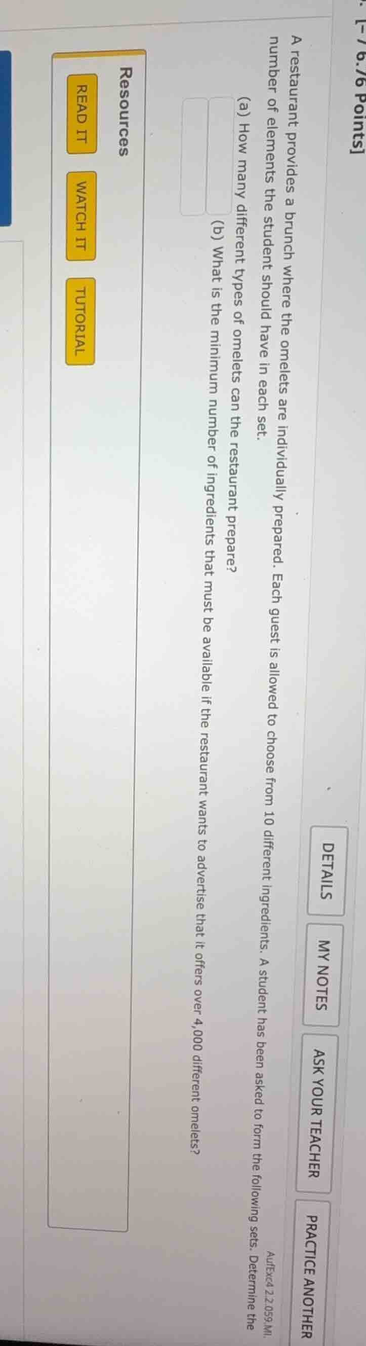 a restaurant provides a brunch where the omelets are individually prepa…