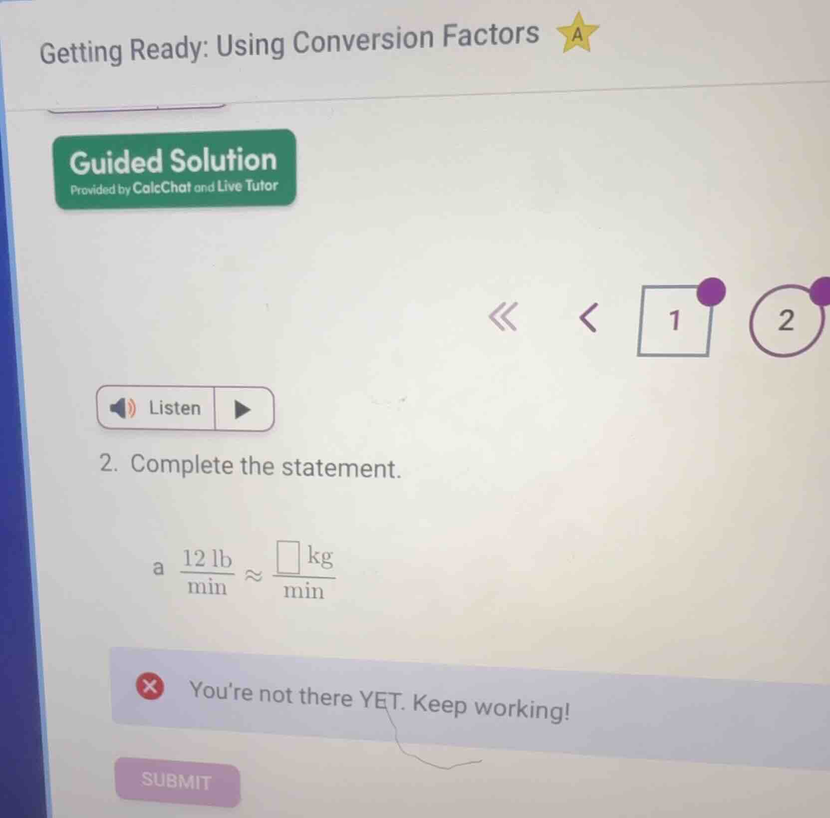 getting ready: using conversion factors guided solution provided by cal…