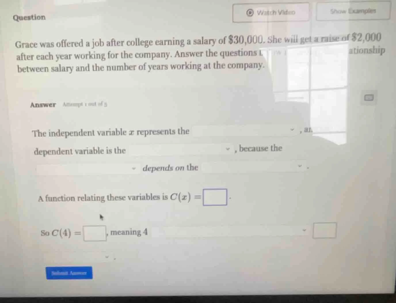 question grace was offered a job after college earning a salary of $30,…