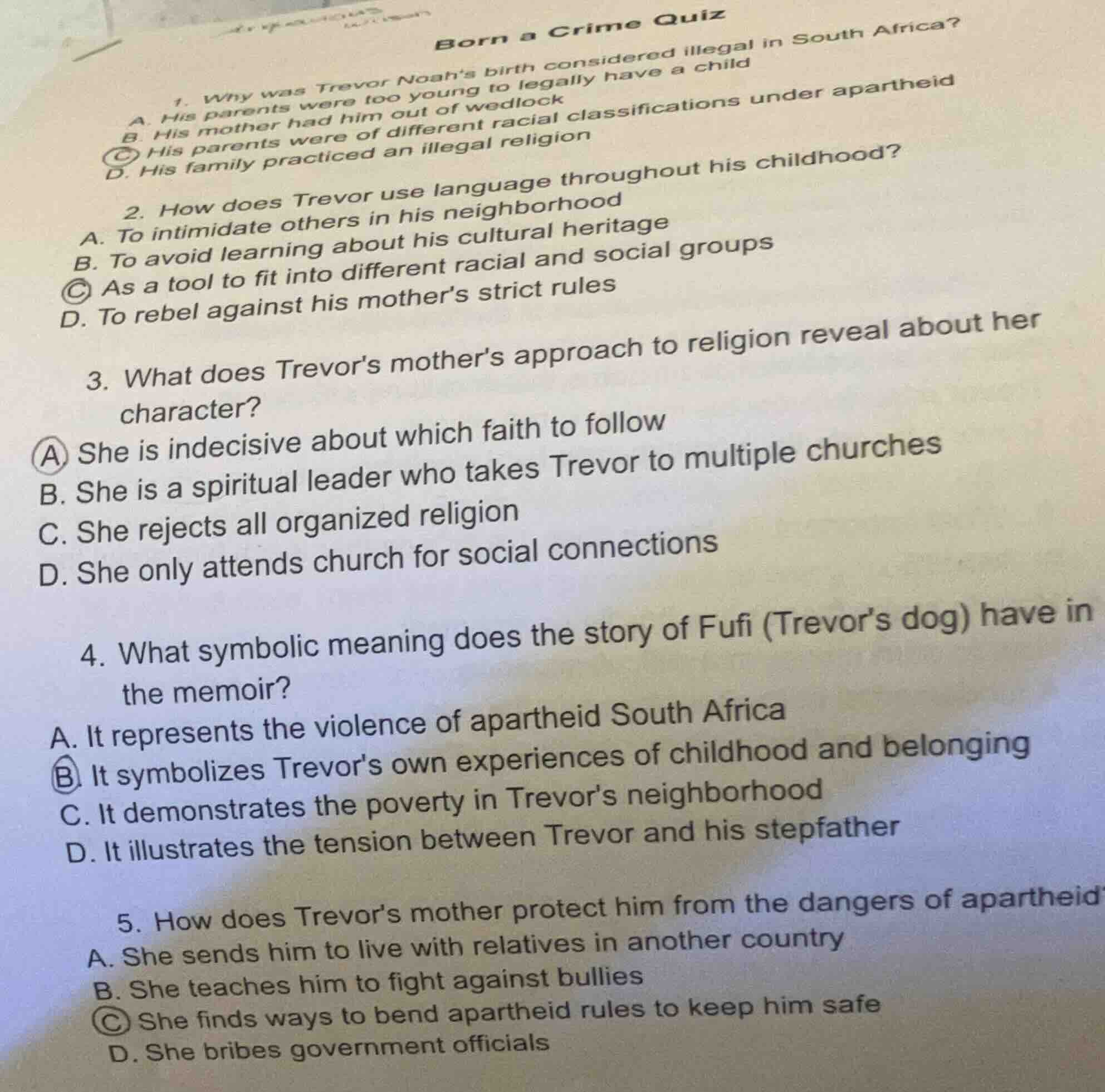 born a crime quiz 1. why was trevor noah’s birth considered illegal in …