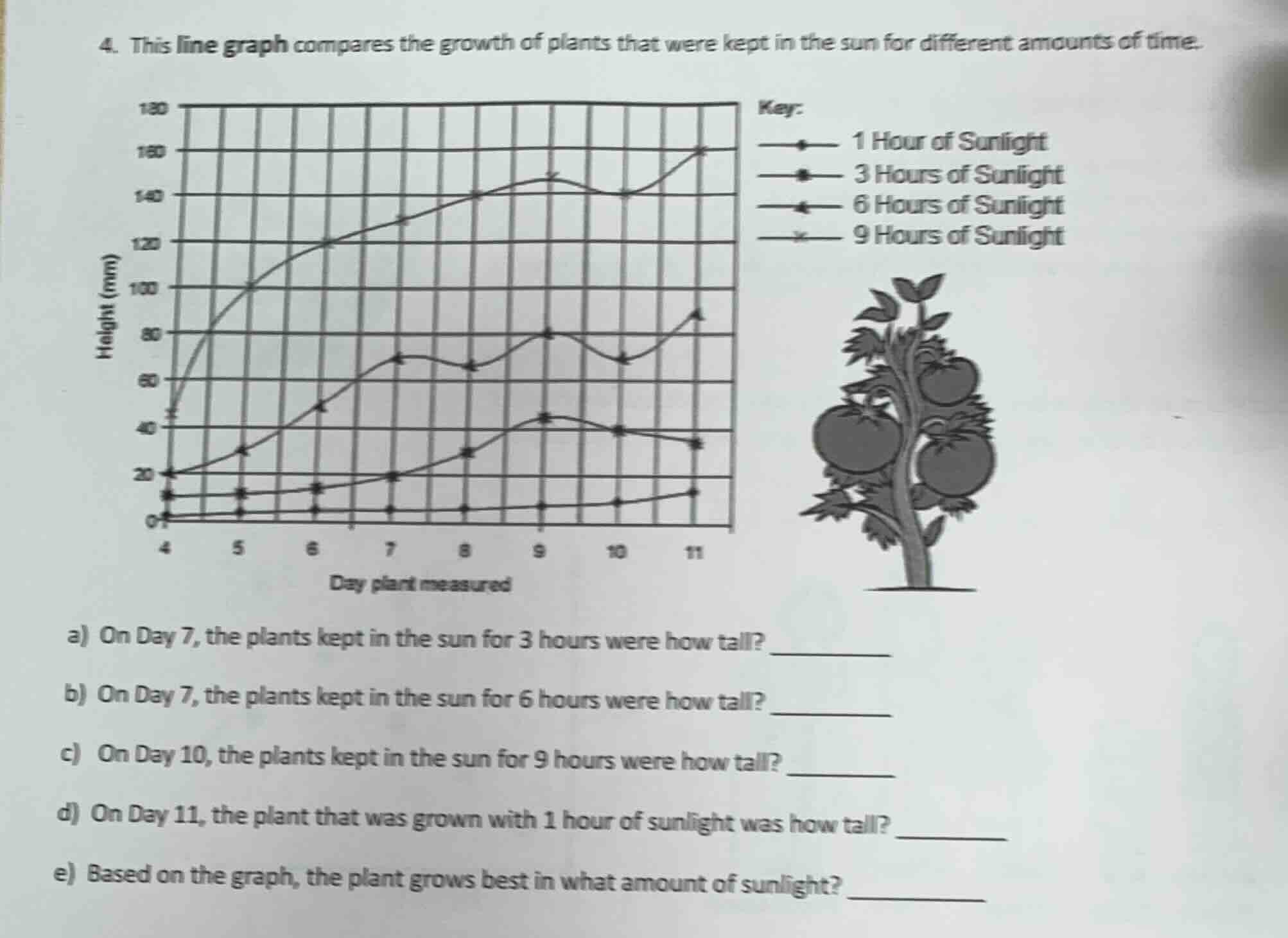 4. this line graph compares the growth of plants that were kept in the …