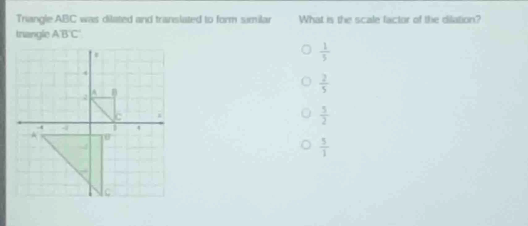 triangle abc was dilated and translated to form similar triangle abc. w…