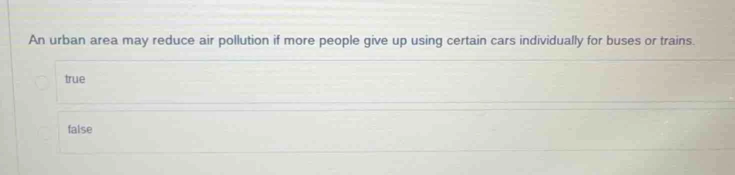 an urban area may reduce air pollution if more people give up using cer…