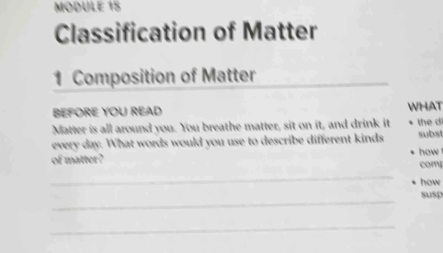 module 18 classification of matter 1 composition of matter before you r…