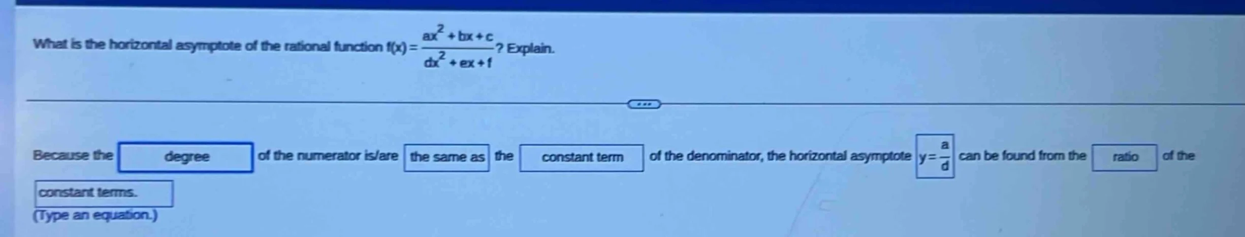 what is the horizontal asymptote of the rational function \\( f(x) = \\…