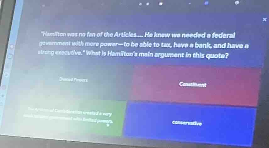 “hamilton was no fan of the articles.... he knew we needed a federal go…