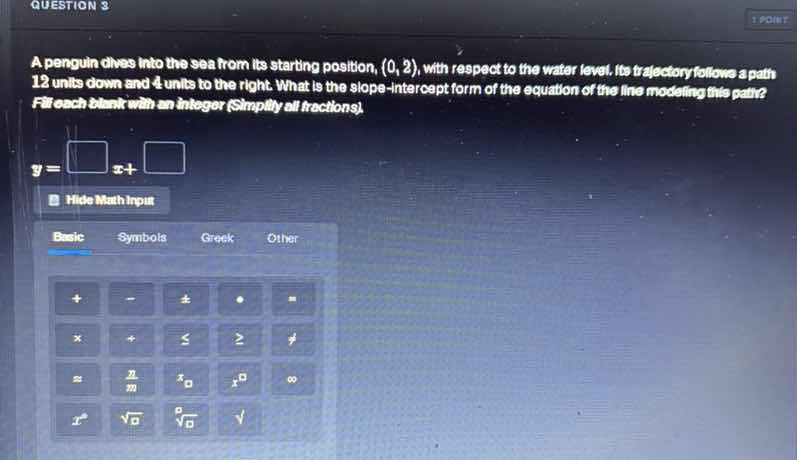 question 3 1 point a penguin dives into the sea from its starting posit…