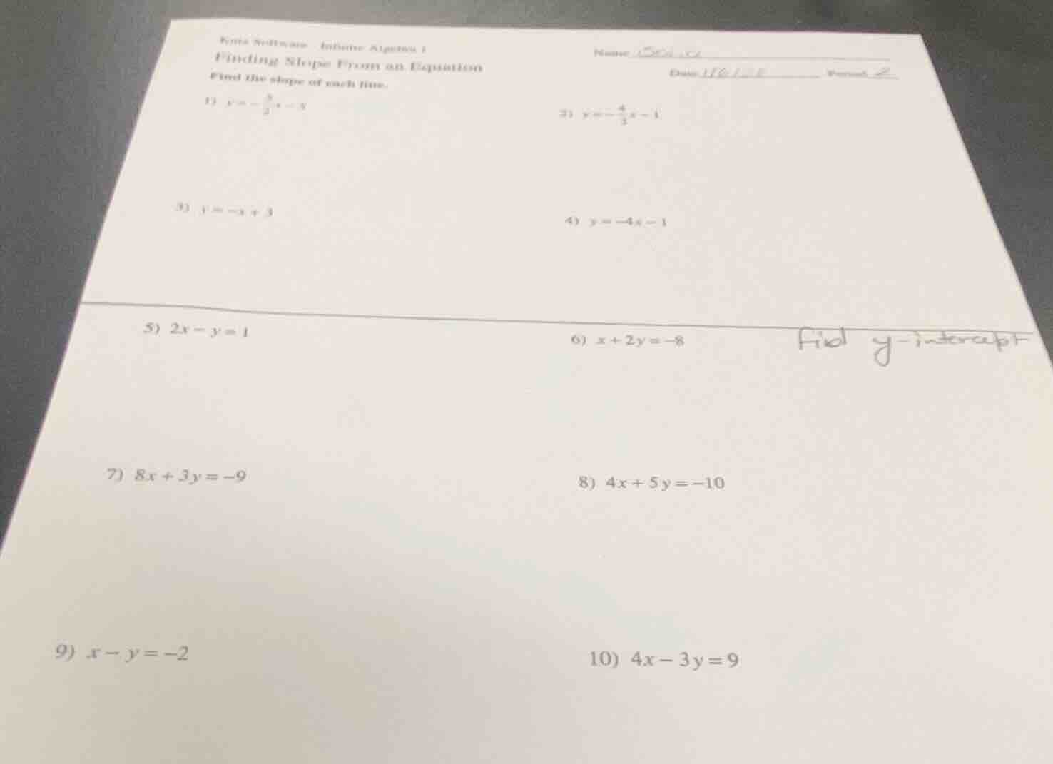 kuta software - infinite algebra 1 finding slope from an equation find …