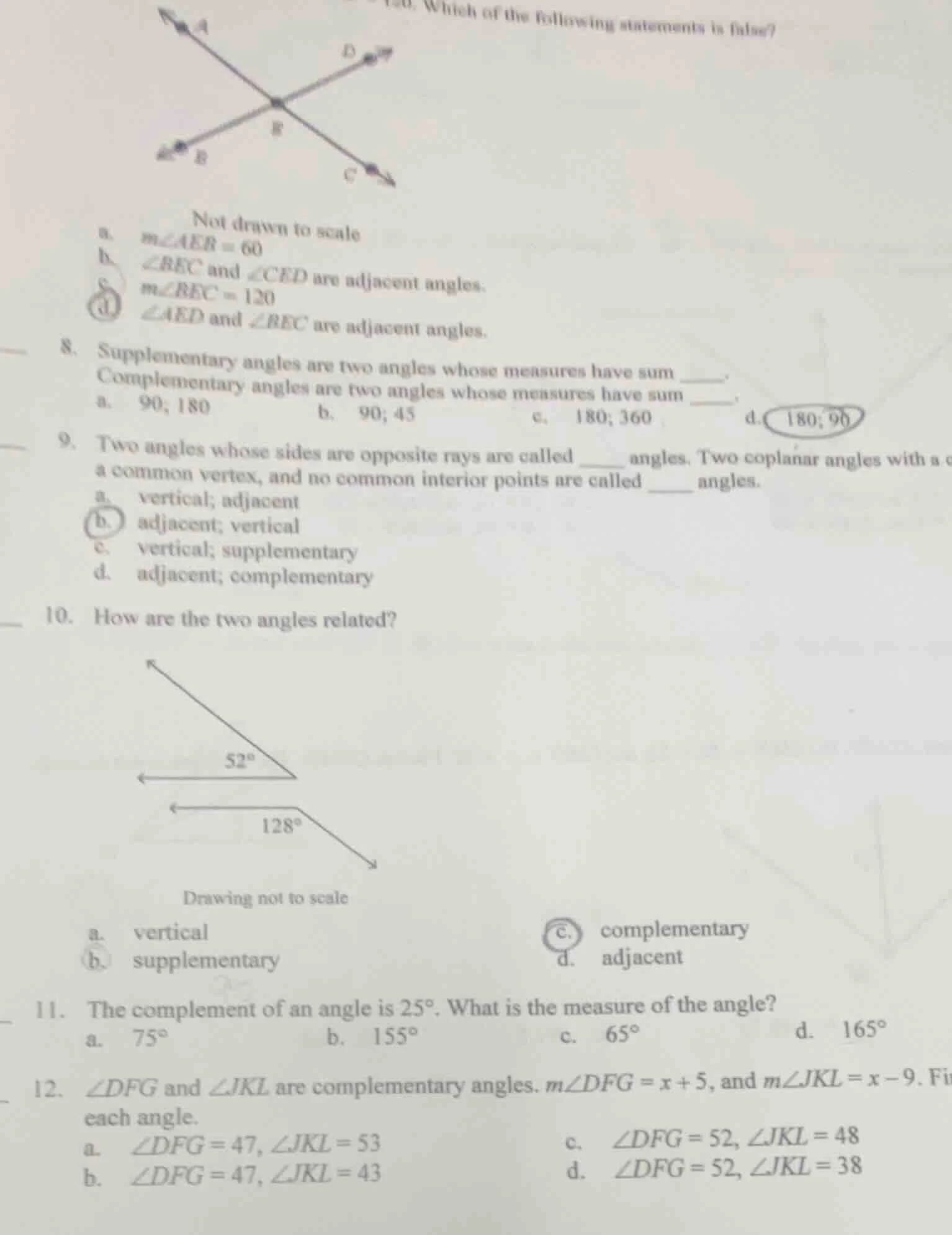 7. which of the following statements is false? not drawn to scale a. ( …