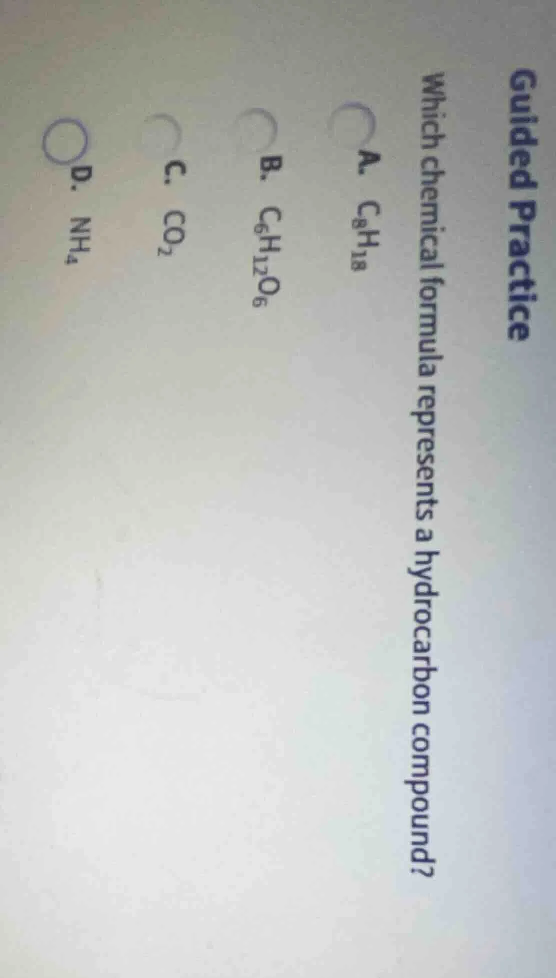 guided practice which chemical formula represents a hydrocarbon compoun…