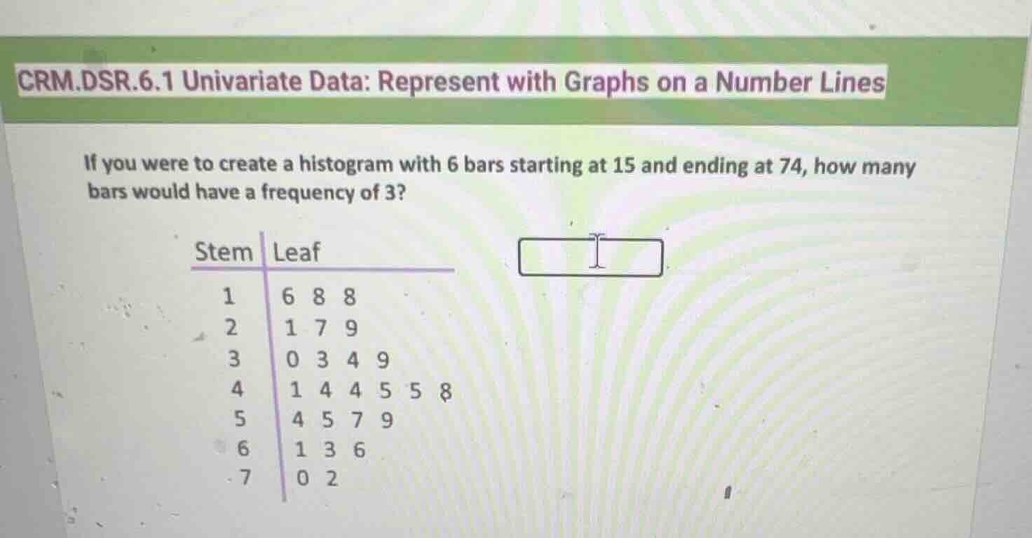 crm.dsr.6.1 univariate data: represent with graphs on a number lines if…