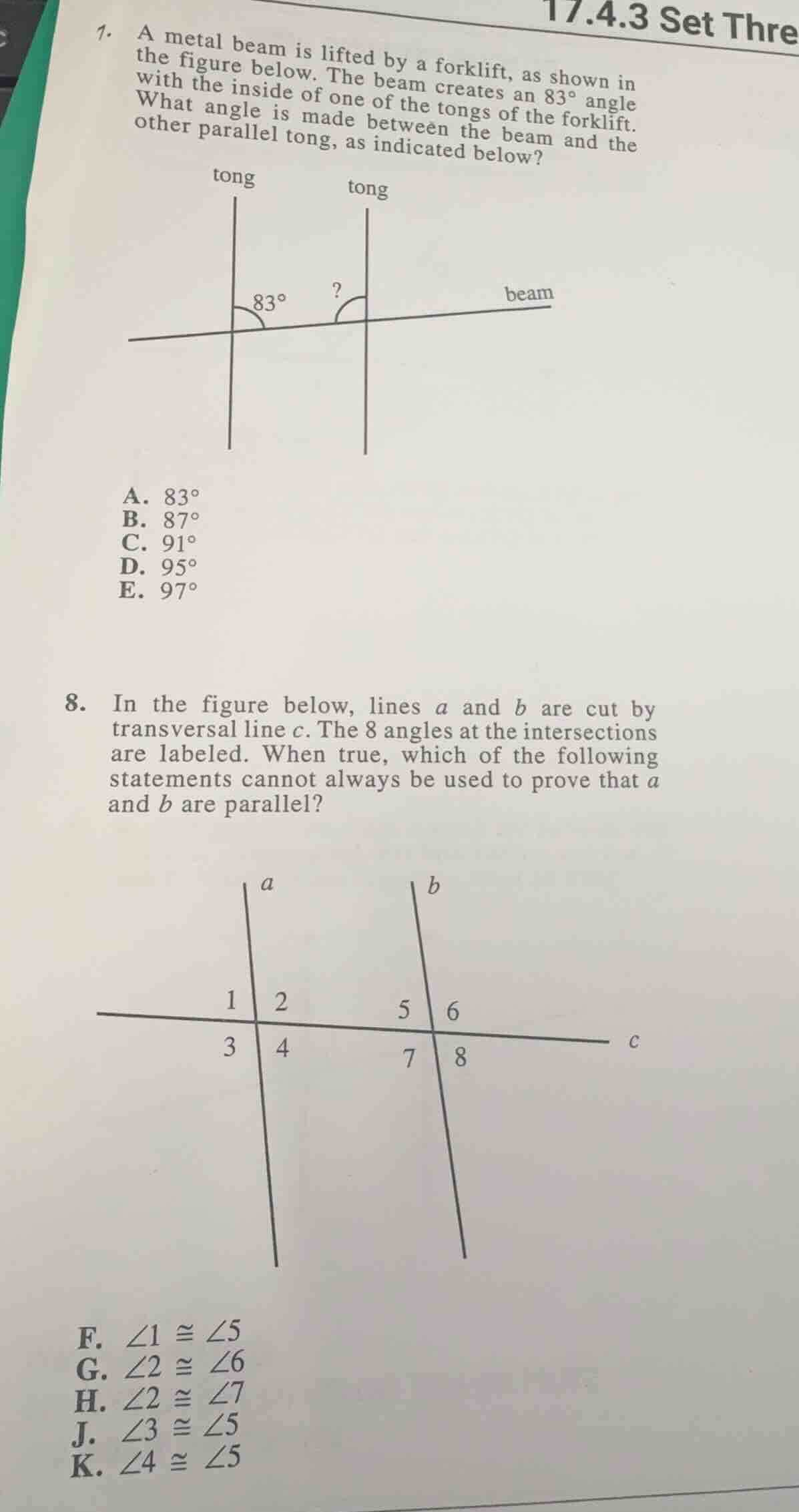 7. a metal beam is lifted by a forklift, as shown in the figure below. …