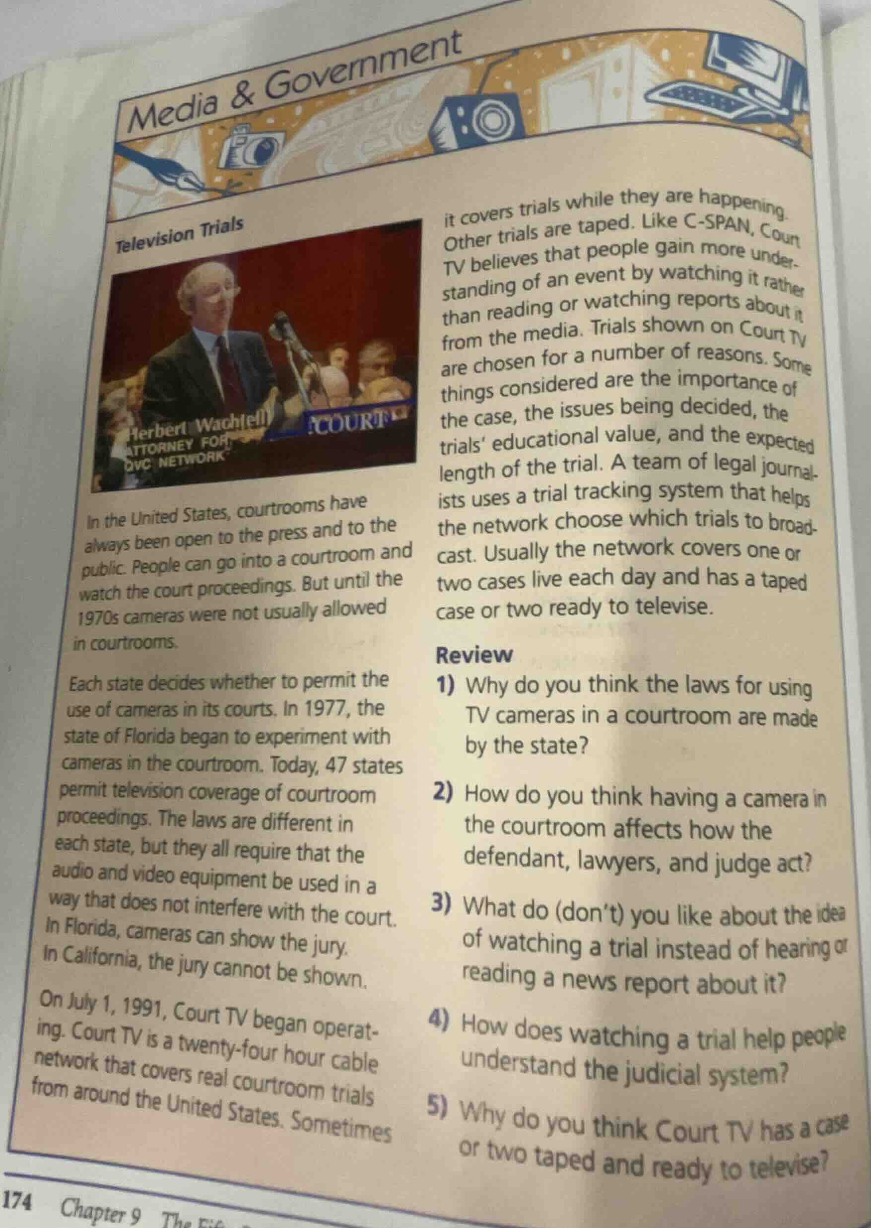 media & government television trials in the united states, courtrooms h…