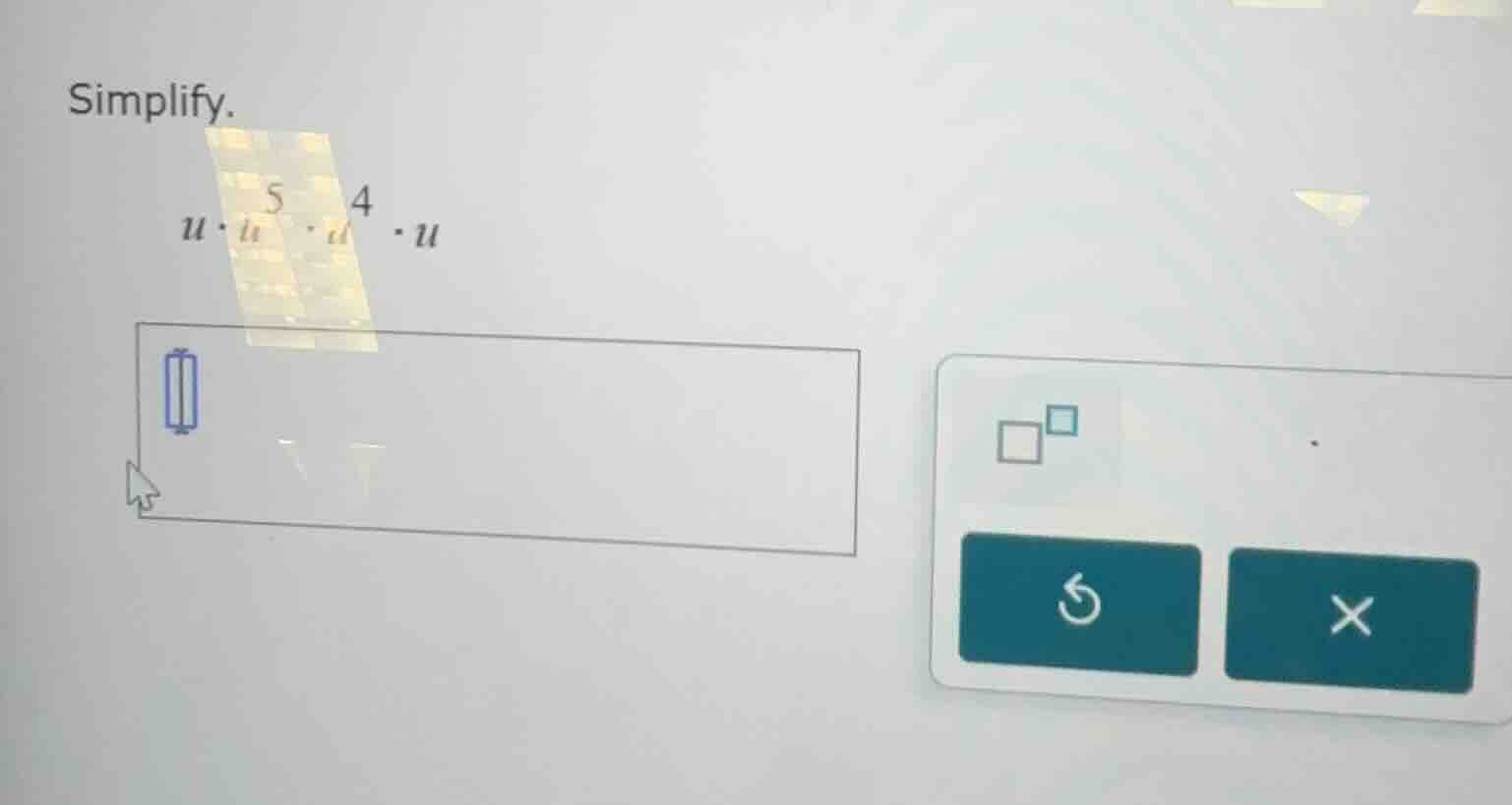 simplify. $u\\cdot u^5\\cdot u^4\\cdot u$