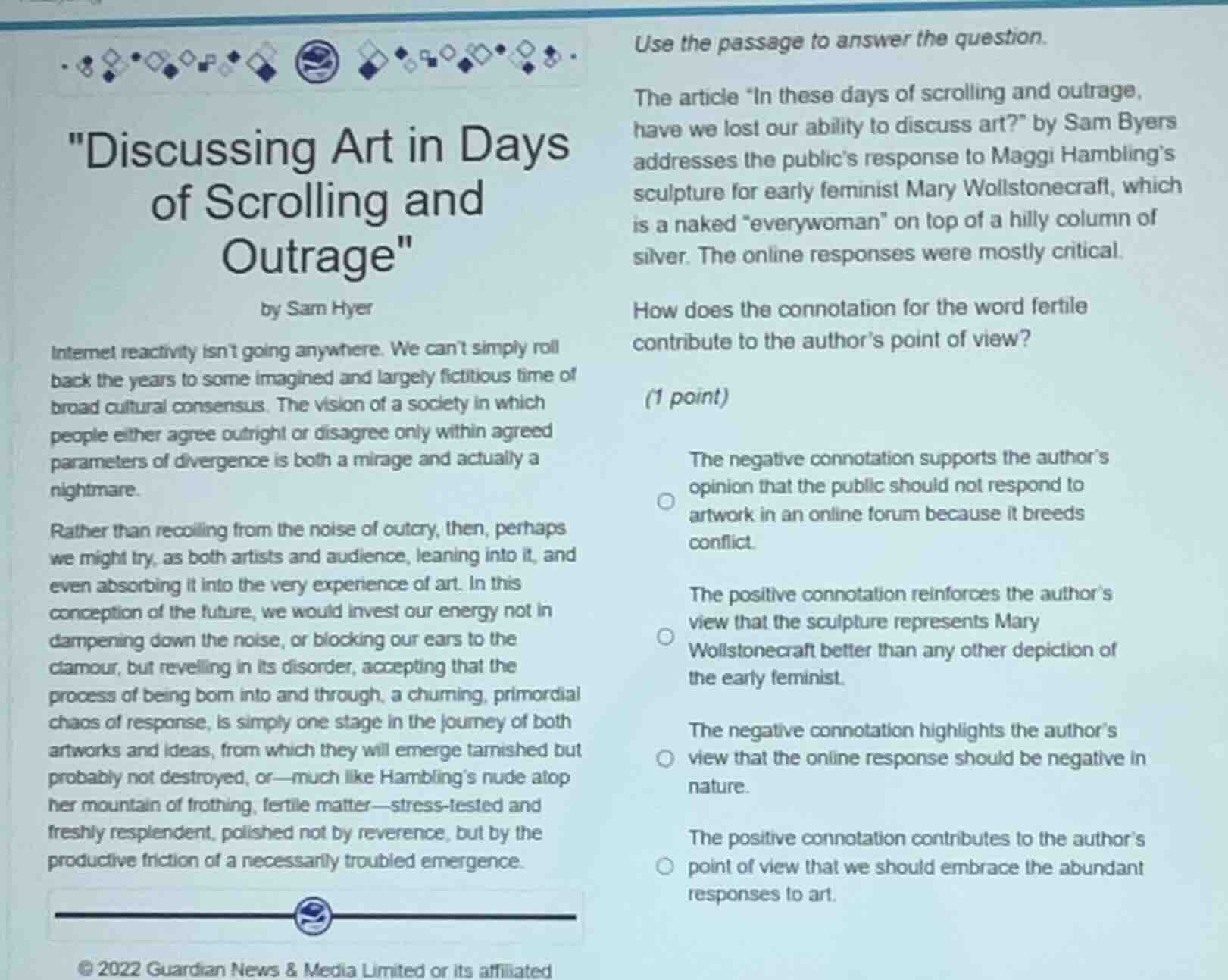use the passage to answer the question. the article “in these days of s…