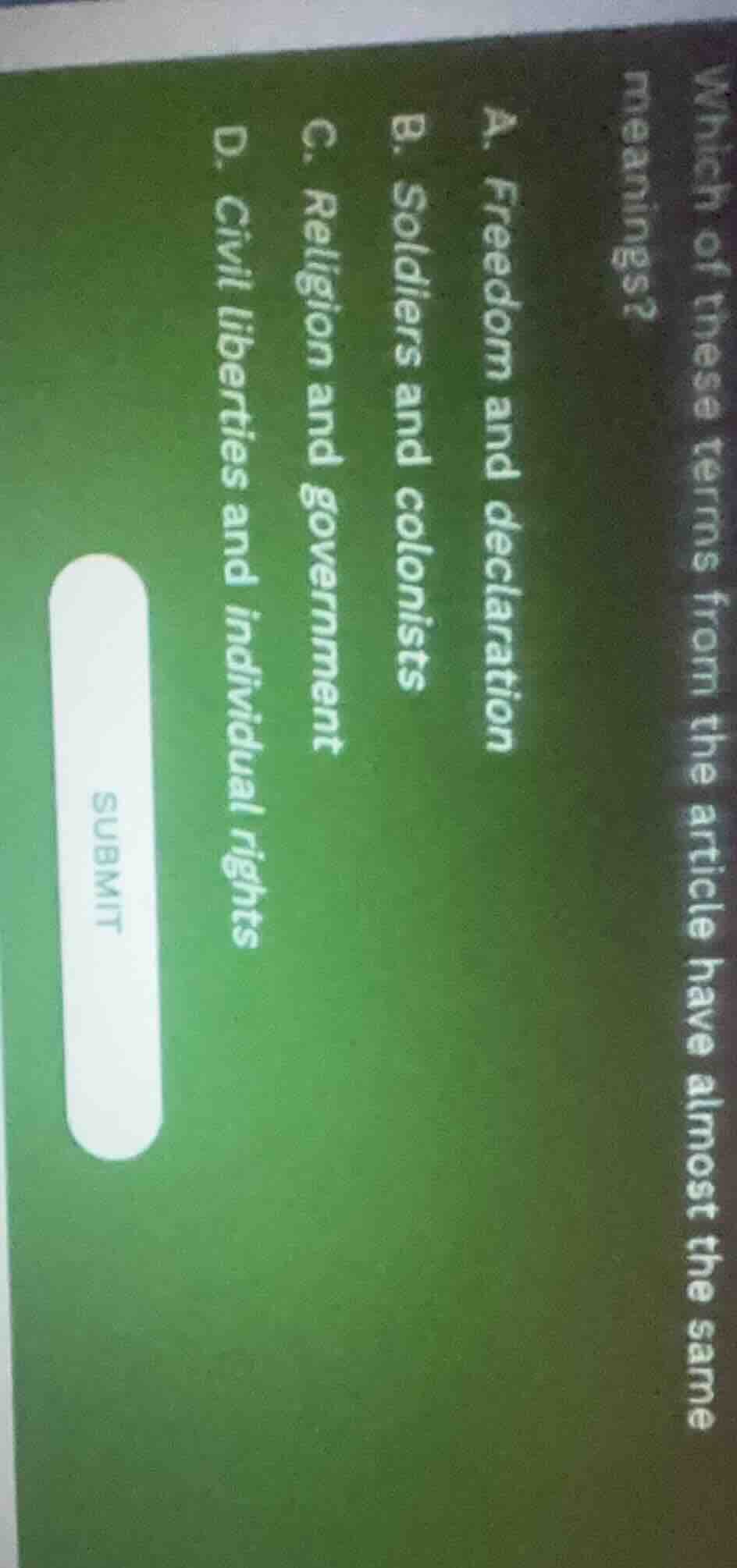 which of these terms from the article have almost the same meanings? a.…
