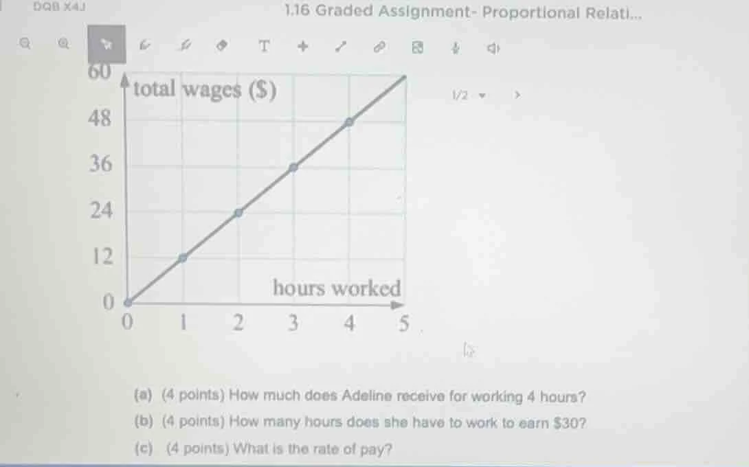 (a) (4 points) how much does adeline receive for working 4 hours? (b) (…
