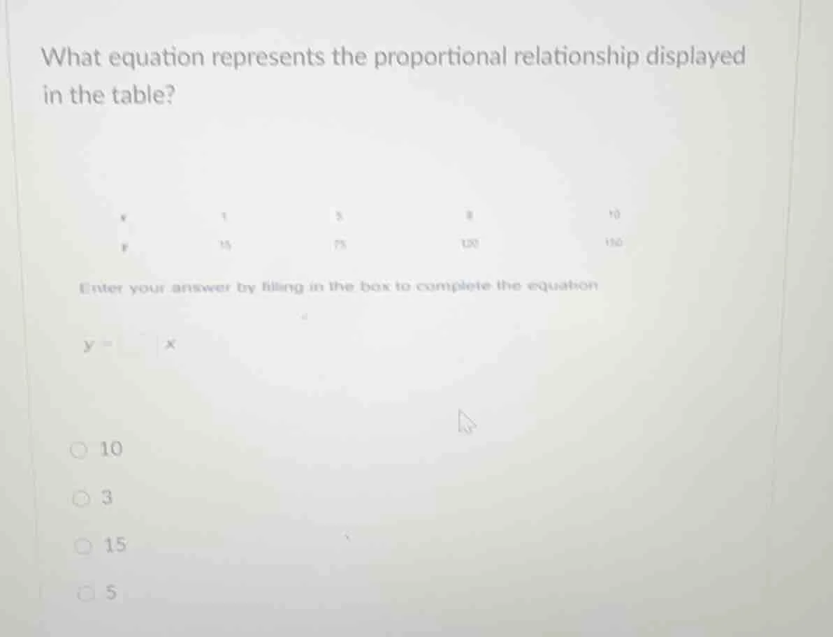 what equation represents the proportional relationship displayed in the…