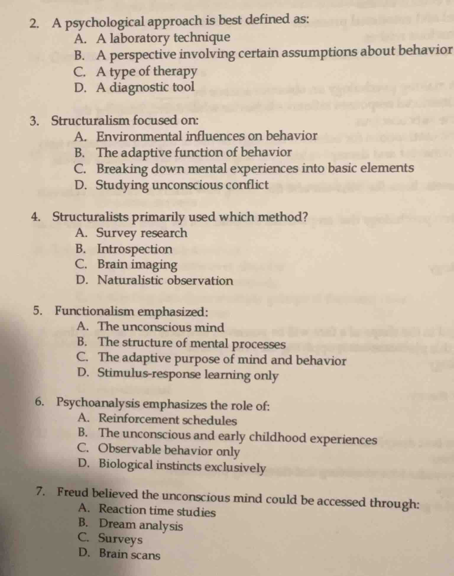 2. a psychological approach is best defined as: a. a laboratory techniq…