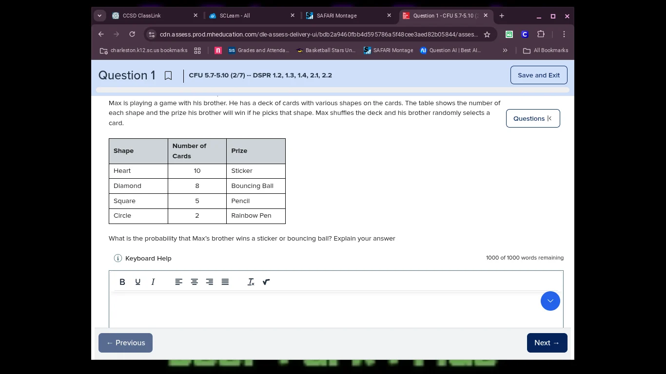 max is playing a game with his brother. he has a deck of cards with var…