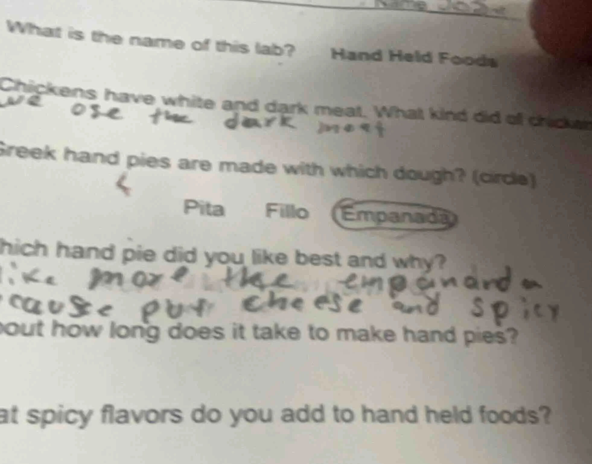 what is the name of this lab? hand held foods chickens have white and d…
