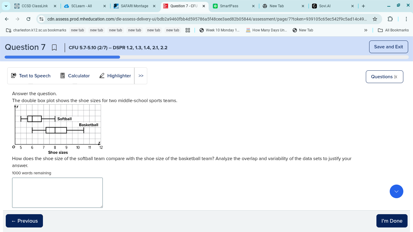 answer the question. the double box plot shows the shoe sizes for two m…