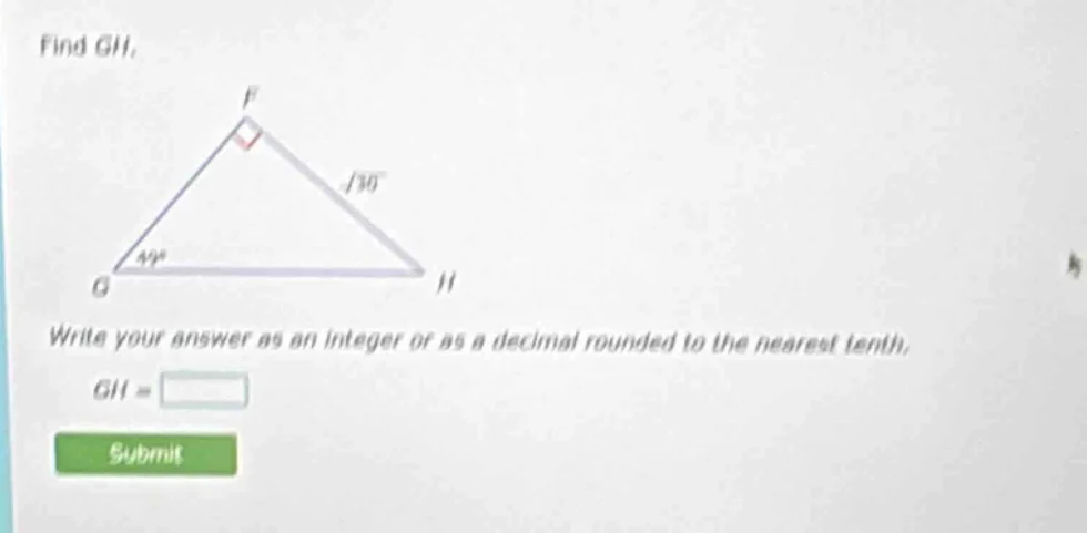 find gh. write your answer as an integer or as a decimal rounded to the…