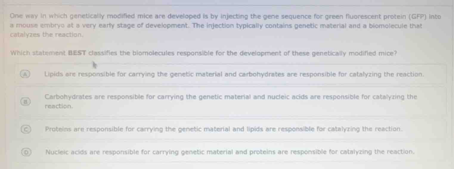 one way in which genetically modified mice are developed is by injectin…
