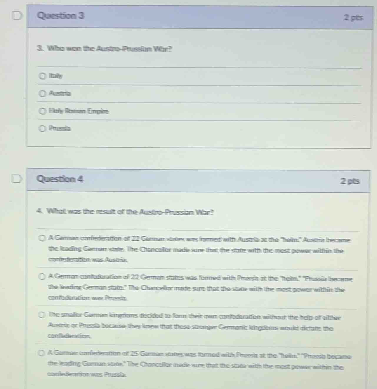 question 3 2 pts 3. who won the austro - prussian war? italy austria ho…