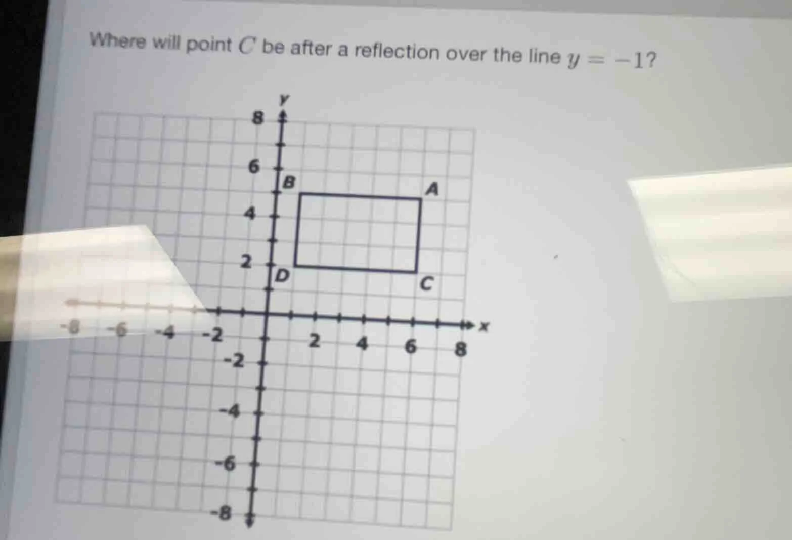 where will point c be after a reflection over the line $y = -1$?