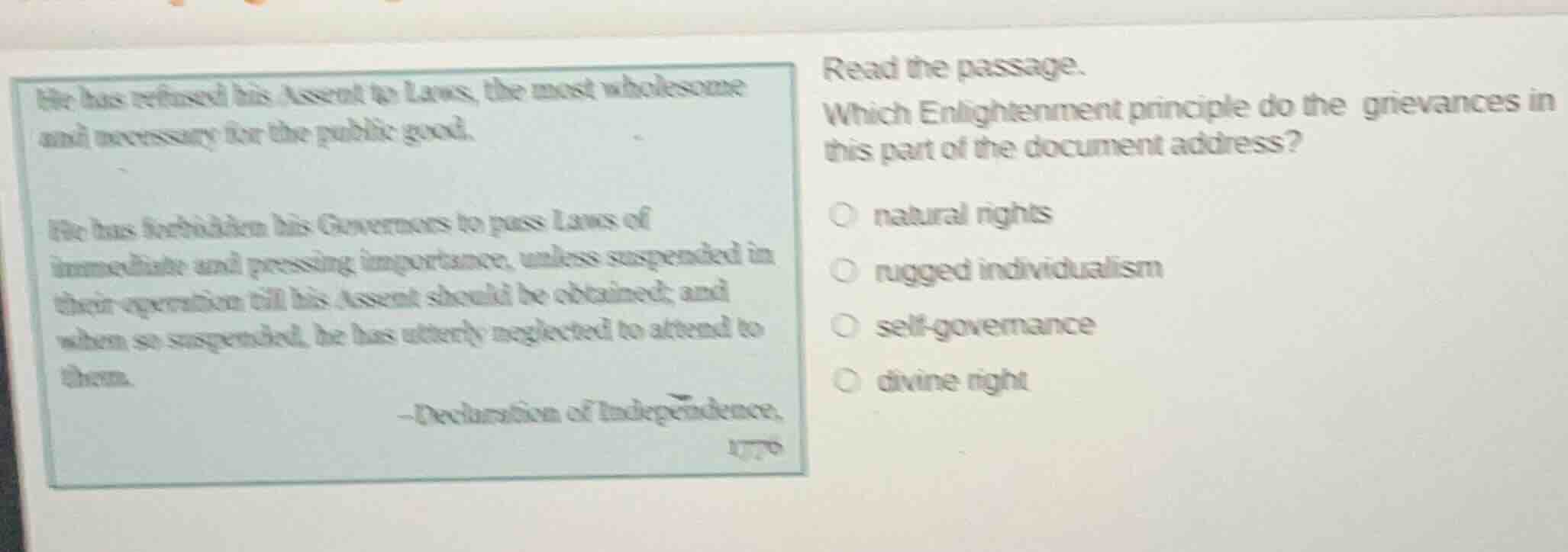 he has refused his assent to laws, the most wholesome and necessary for…