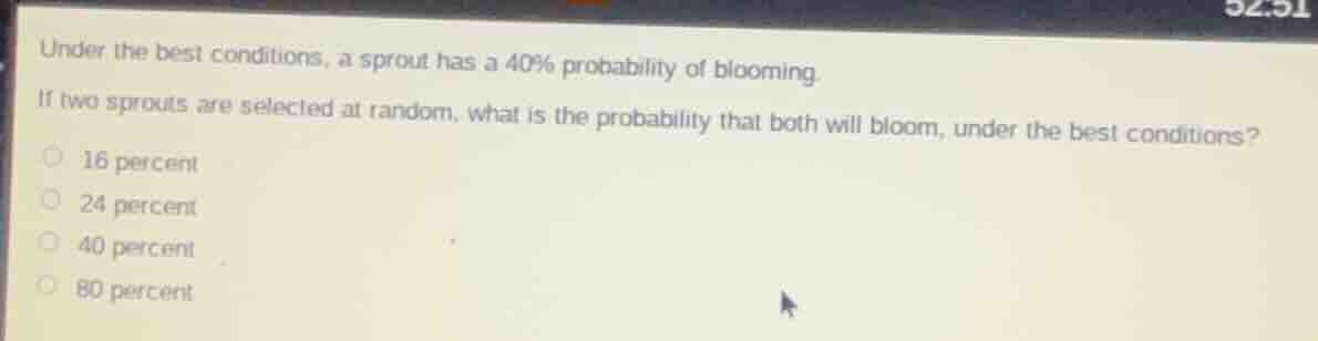 under the best conditions, a sprout has a 40% probability of blooming. …