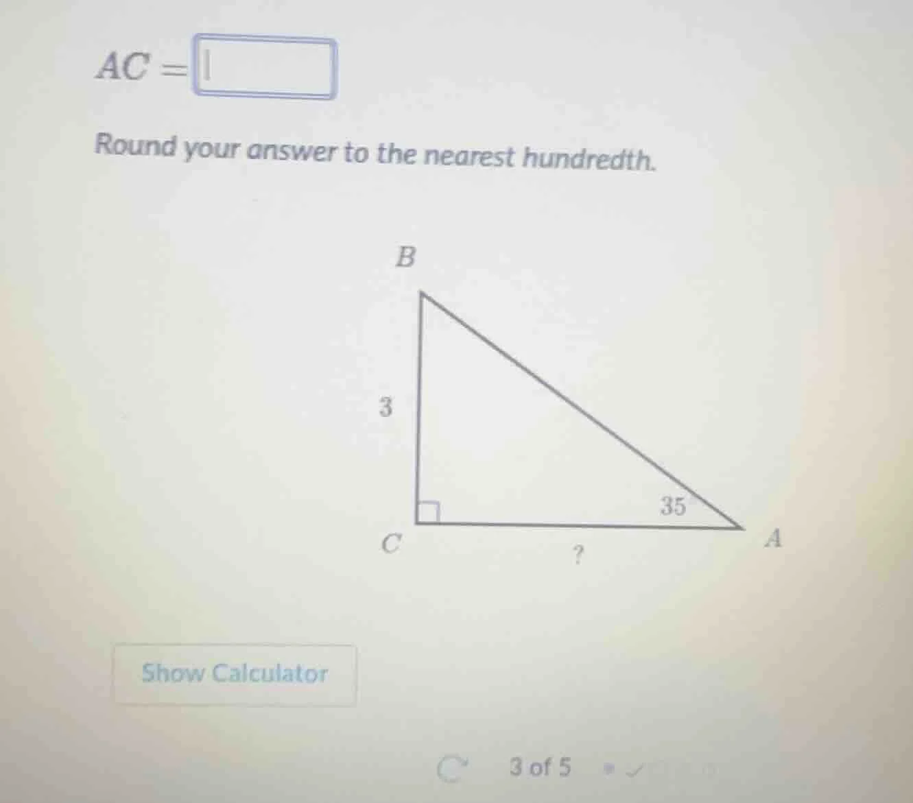 ac = round your answer to the nearest hundredth. (image of a right tria…