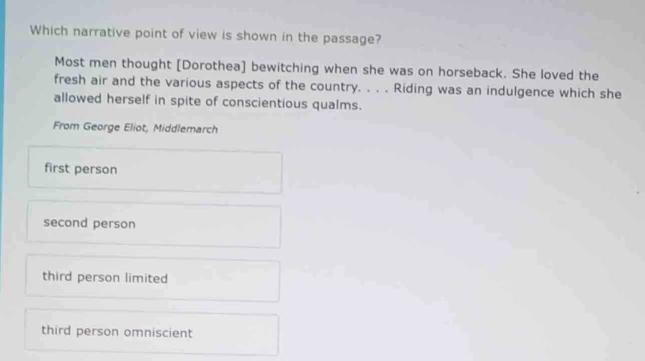 which narrative point of view is shown in the passage? most men thought…