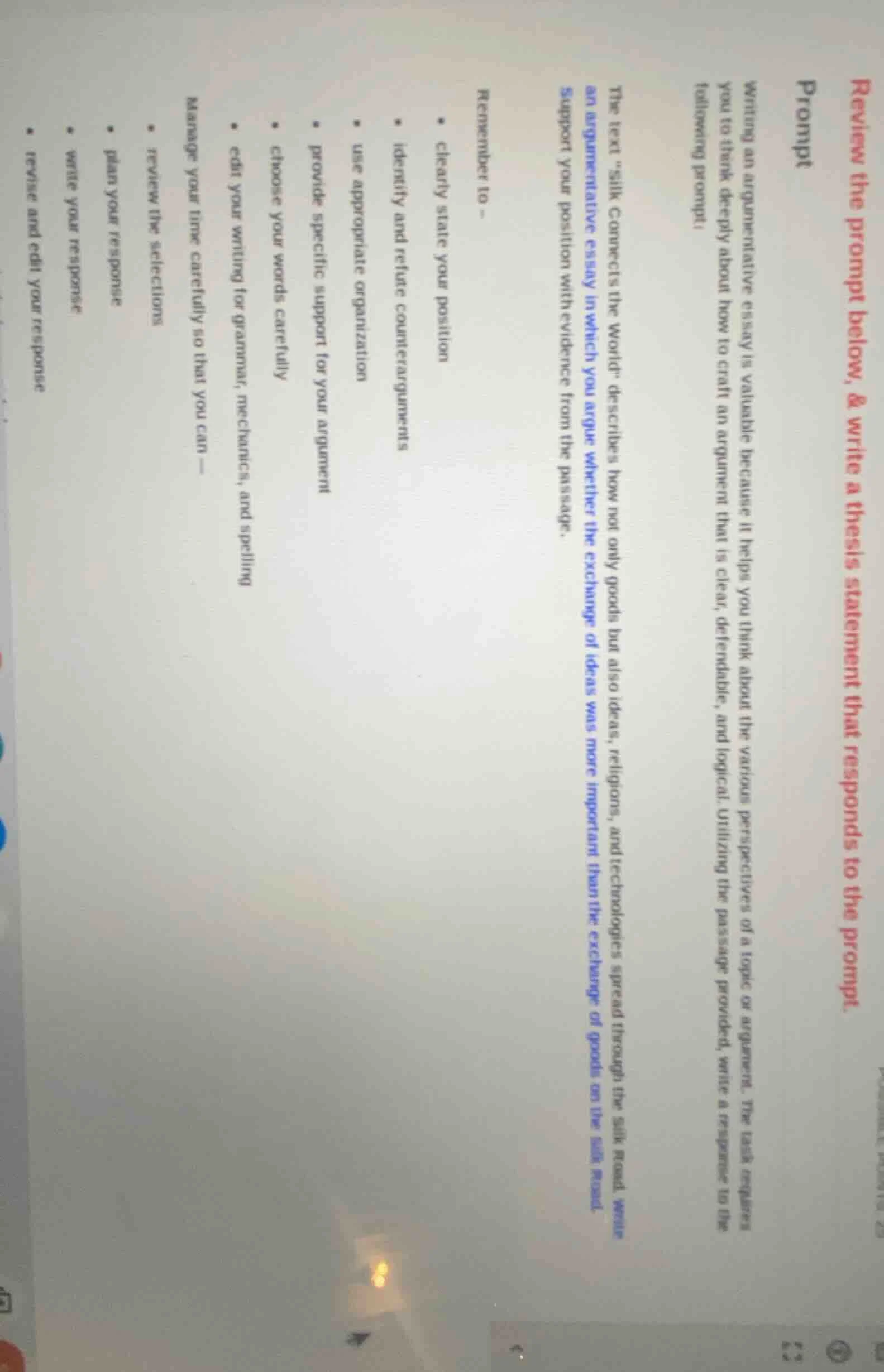 review the prompt below, & write a thesis statement that responds to th…