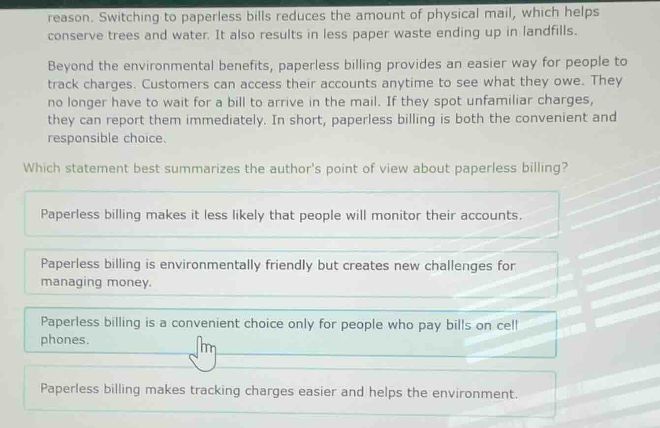 reason. switching to paperless bills reduces the amount of physical mai…