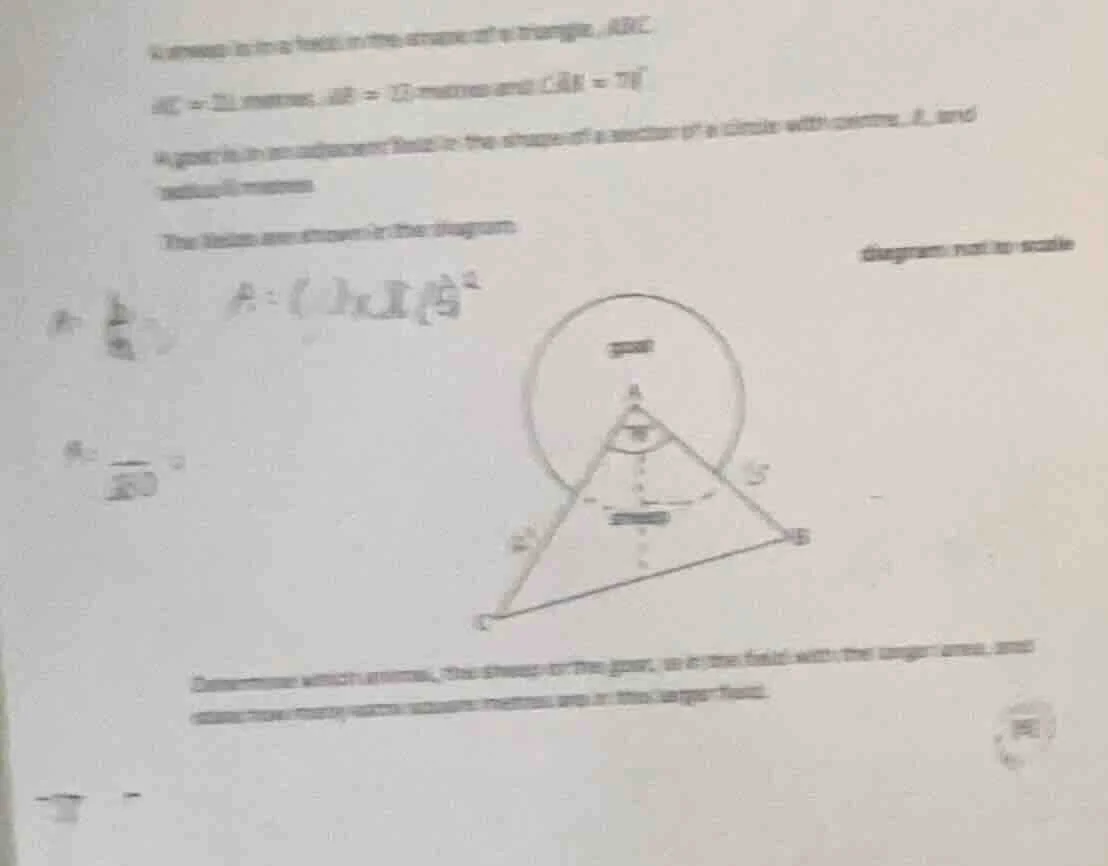 a lawn is in a field in the shape of a triangle, abc. ac = 21 metres, a…