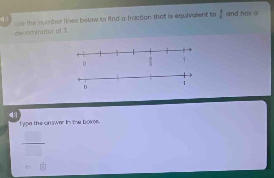 use the number lines below to find a fraction that is equivalent to \\(…