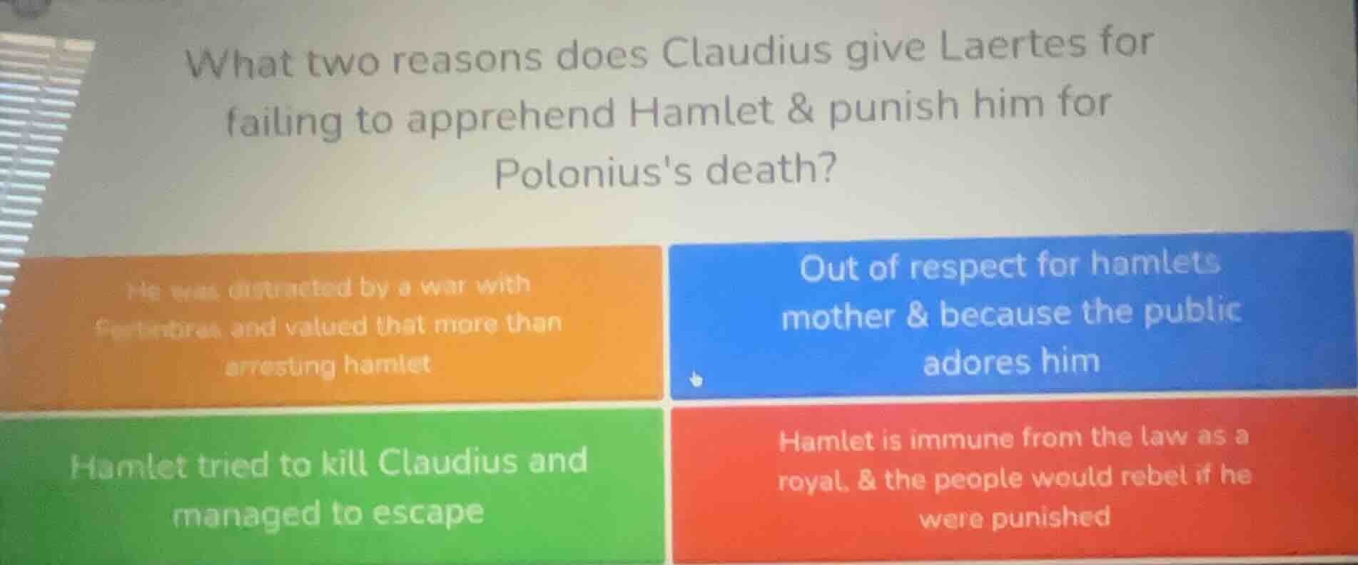 what two reasons does claudius give laertes for failing to apprehend ha…