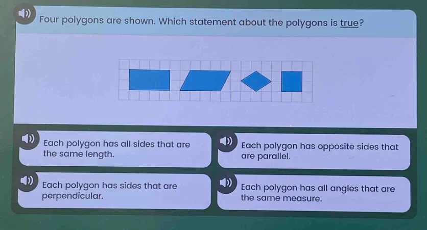four polygons are shown. which statement about the polygons is true? ea…
