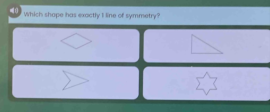 which shape has exactly 1 line of symmetry?