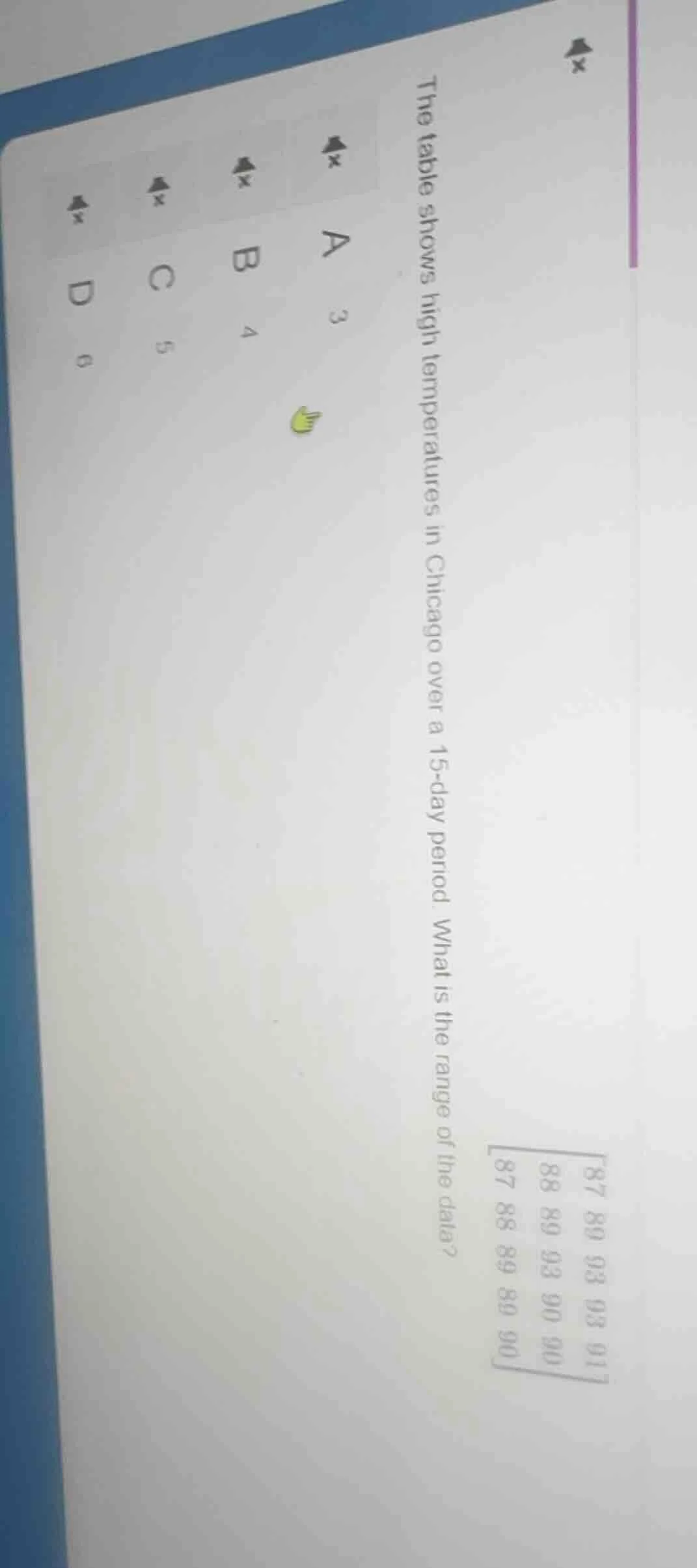 the table shows high temperatures in chicago over a 15 - day period. wh…