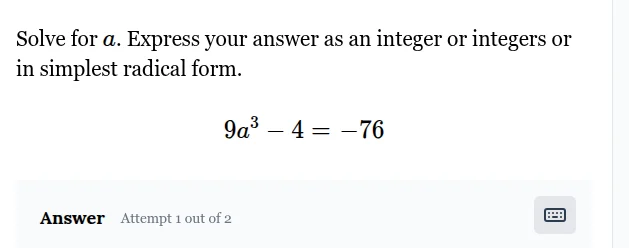 solve for ( a ). express your answer as an integer or integers or in si…