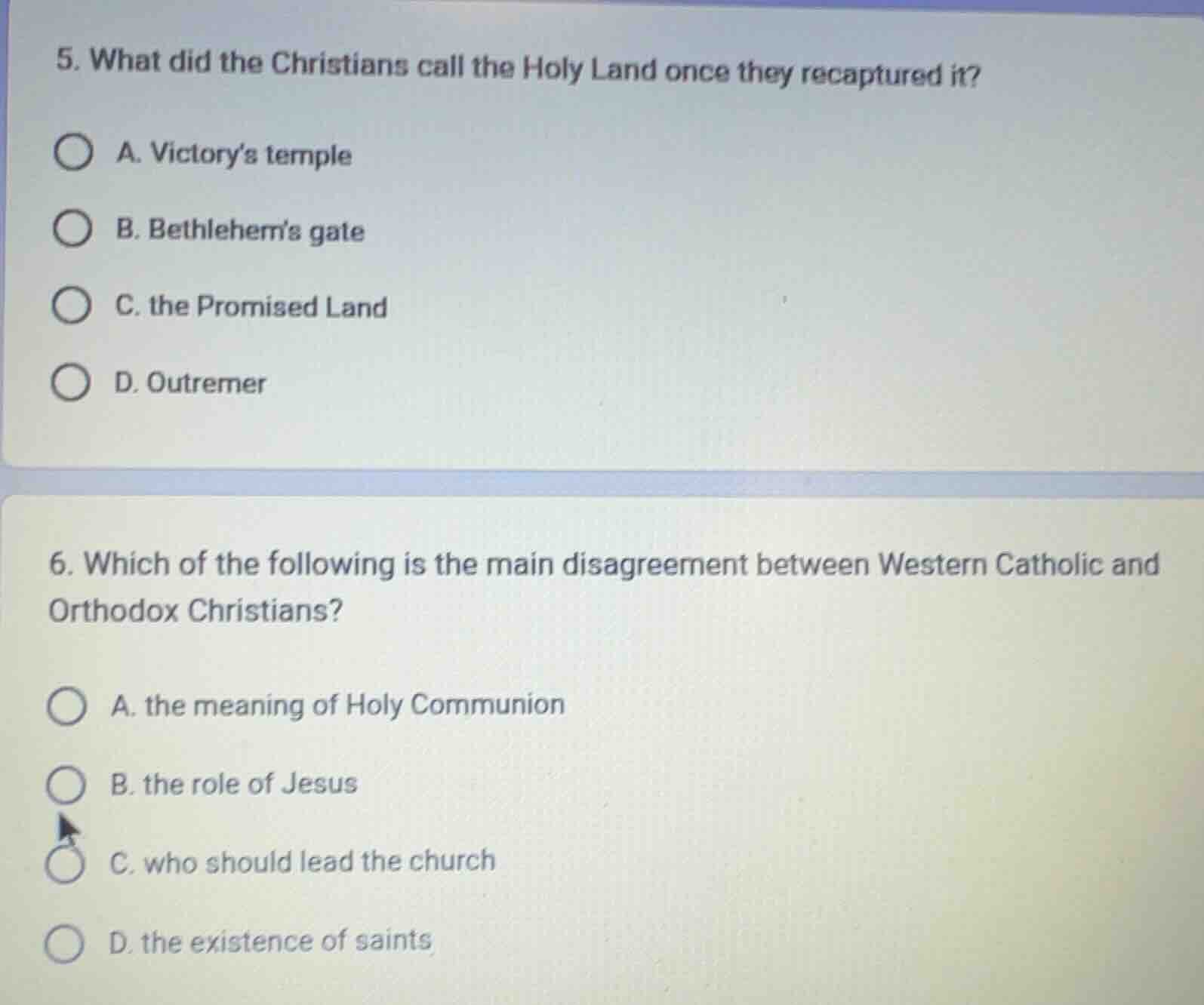 5. what did the christians call the holy land once they recaptured it? …
