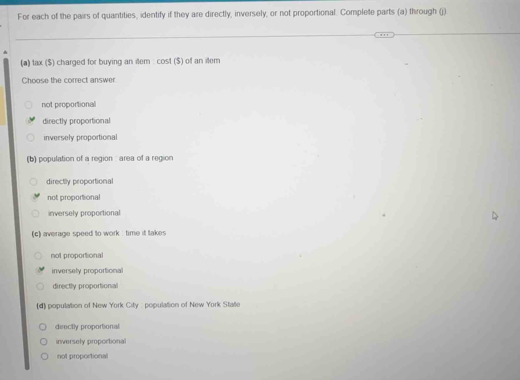 for each of the pairs of quantities, identify if they are directly, inv…