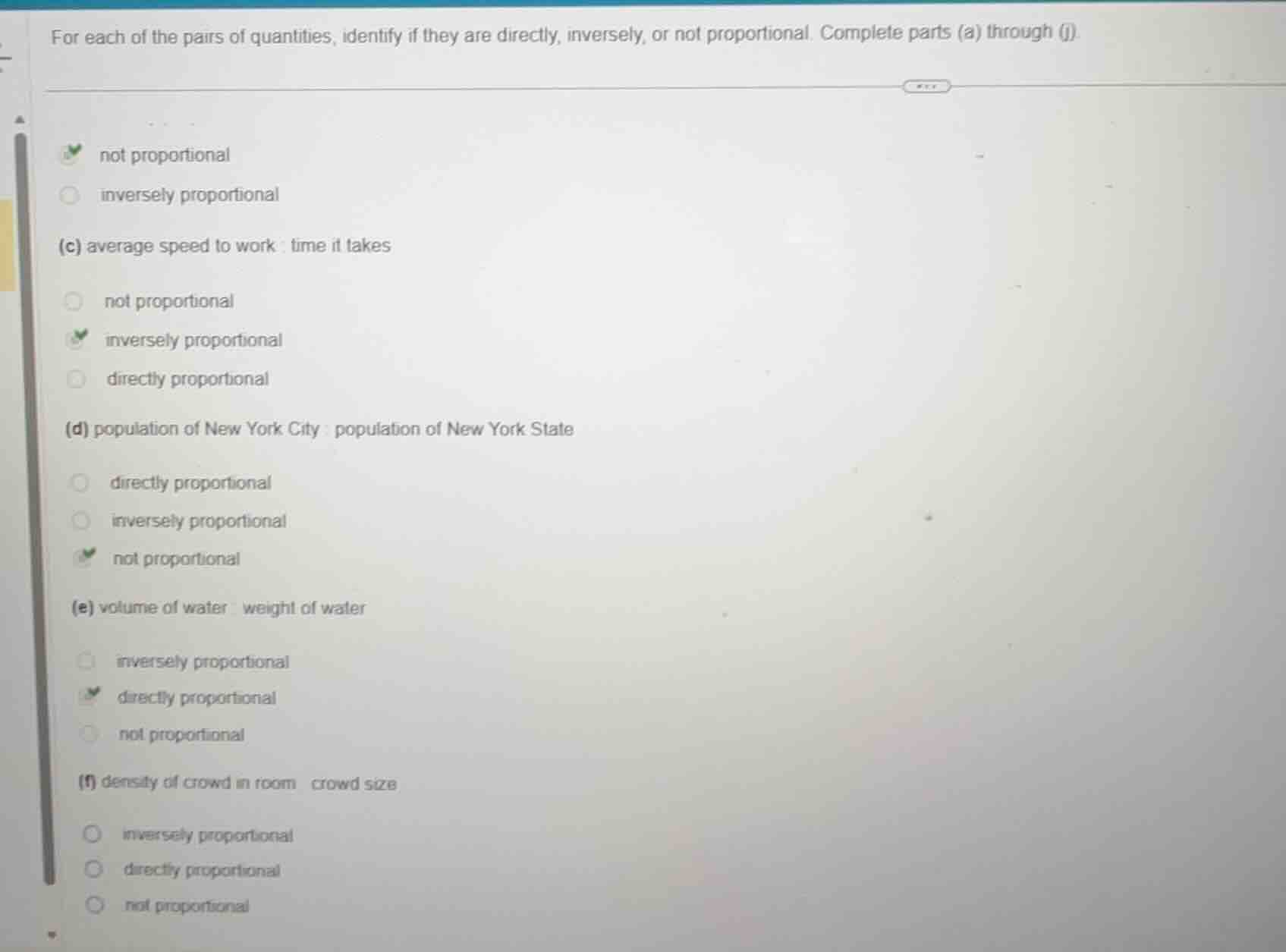 for each of the pairs of quantities, identify if they are directly, inv…