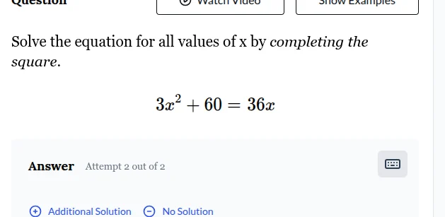 solve the equation for all values of x by completing the square. \\(3x^…